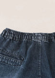 French Denim Blue High Waist Pockets Patchwork Cotton Harem Pants Summer NZ-LPTS220627