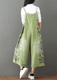 French Green pockets Print wide leg Jumpsuit Spring dylinoshop