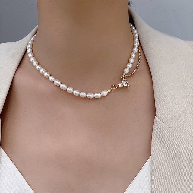 Freshwater Square Pearl Multilayer Necklace Charm Jewelry YSS0411 Touchy Style
