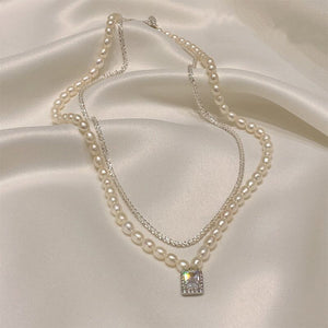 Freshwater Square Pearl Multilayer Necklace Charm Jewelry YSS0411 Touchy Style
