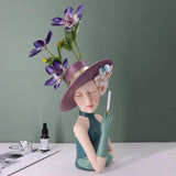 Modern Girl Thinking Statue Flower Vase Feajoy