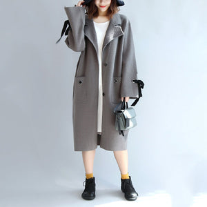 Gray woolen trench coat plus size wind breaker jackets TCT171028