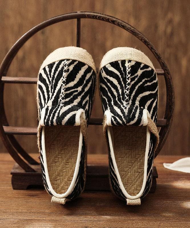 Grey Zebra pattern Cotton Fabric For Women Splicing Flat Shoes PDX210630
