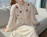 Women Korea Style Slim Embroidery Wool Knitting Sweater Maxi Dress dylinoshop