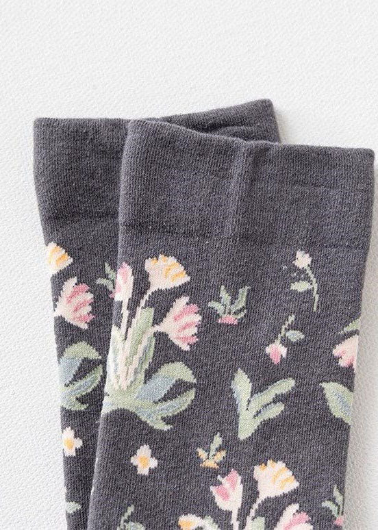 Handmade Abstract art Print Cotton Over The Calf Socks dylinoshop