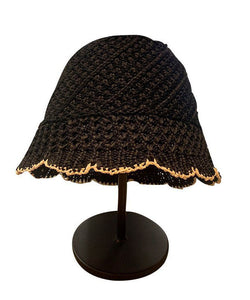 Handmade Black Hollow Out Knit Bucket Hat dylinoshop