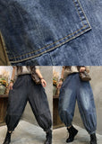 Handmade Black high waist Patchwork denim Pants Spring NZ-LPTS220105