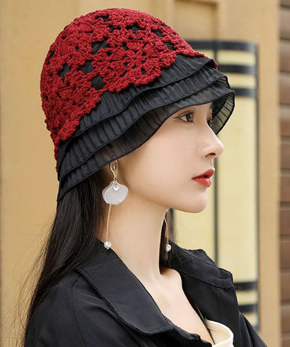 Handmade Mulberry Lace Patchwork Knit Bonnie Hat dylinoshop