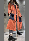 Handmade Orange Pockets Button Casual Fall Denim Long sleeve Coat BSLCT-TCT211009