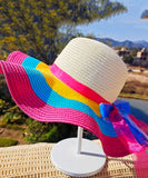 Handmade Rainbow Stripe Straw Woven Floppy Sun Hat dylinoshop