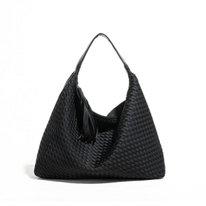Handmade Woven Top Handle Hobo Handbag With Tassel dylinoshop