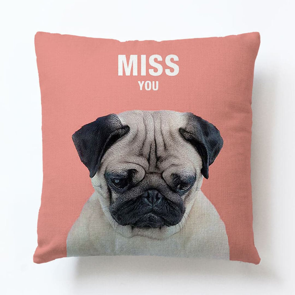 Cute Pug Art Pillow Cover dylinoshop