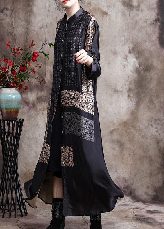 Comfy Italian Black Print Long Silk Dress Cardigan - Limited Stock ZS-FDL210209-220630