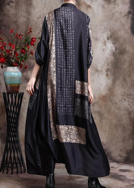 Comfy Italian Black Print Long Silk Dress Cardigan - Limited Stock ZS-FDL210209-220630