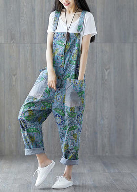 Italian cotton trousers Vintage Summer Fashion Bleached Cotton Overalls dylinoshop