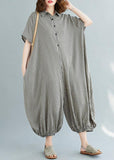Italian summer pants oversize black plaid Fashion Ideas lapel collar jumpsuit pants dylinoshop