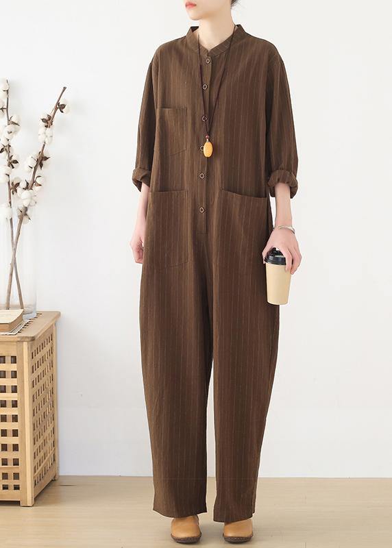 Korean brown style loose plus size women's casual all-match overalls dylinoshop