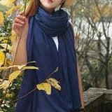 Large size navy scarf women's bib Korean style wild long shawl SCF200801