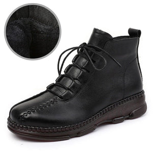 Leather Ankle Boots Handmade Flat Comfortable Women's Casual Shoes GCSZXC55 Touchy Style