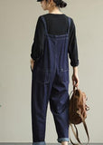 Literary loose denim plus size suspenders adjustable casual cropped trousers dylinoshop