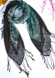Literary new green retro gold silk scarf winter woven fringed thin windproof warm silk scarf AM-SCF191107