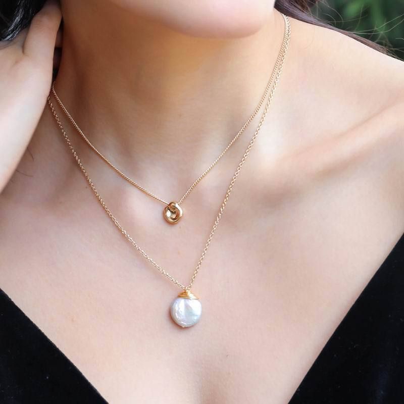 Long Necklaces Charm Jewelry Double Layers Pearl #ET509 Touchy Style