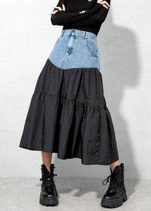 Loose Black denim Patchwork Casual Skirt Spring AT-SKTS220111