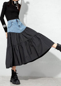Loose Black denim Patchwork Casual Skirt Spring AT-SKTS220111