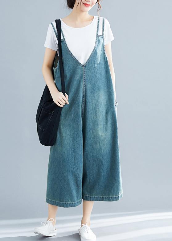 Loose denim blue cotton Tunics Korea loose jumpsuit pants dylinoshop
