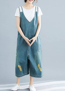 Loose denim blue cotton Tunics Korea loose jumpsuit pants dylinoshop