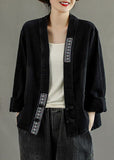 Luxury Black Embroideried Pockets Button Patchwork Fall Denim Coat GK-CTS211015