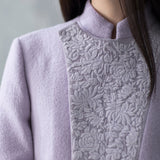 Luxury purple Woolen Coats trendy plus size side open long winter coat embroidery outwear TCT181116