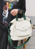 Man White Large Capacity Canvas Messenger Bag BGS211231