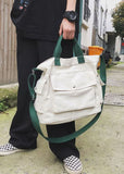 Man White Large Capacity Canvas Messenger Bag BGS211231