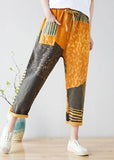 Modern Yellow Retro Colorblock Tie waist Fall Pants Denim PS-LPTS210908