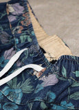 Natural Blue Cinched Print denim Pants Winter BSNZK-LPTS211124