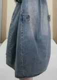 Natural Blue PeterPan Collar Button Pockets Hole Fall Long sleeve Denim Party Dress BSNZ-FDM211014