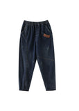 Natural Blue elastic waist Pockets denim Pants Spring GK-LPTS220208