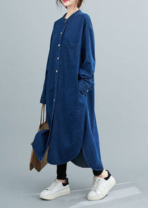 Natural Blue shirts denim Maxi Dress Spring YLHC-FDL211210
