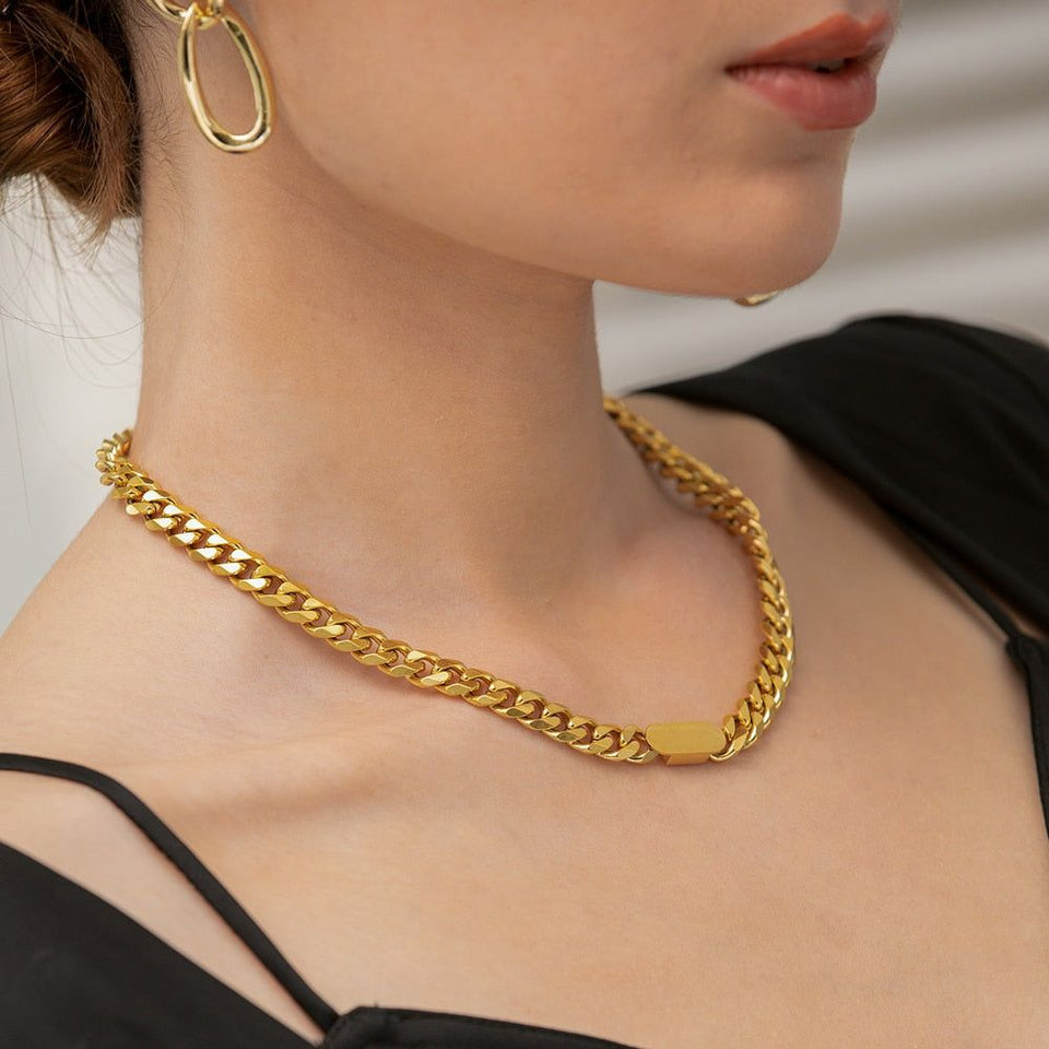 Necklace Bracelet Charm Jewelry Gold Chain Stainless Steel Charm Texture Collar YOS0337 Touchy Style
