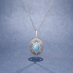 Necklace Charm Jewelry 2021 Trendy Classic 925 Sterling Silver Retro Oval Natural Precious Larimar Pendant Touchy Style