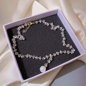 Necklaces Charm Jewelry Clear Crystal Simulated Pearl #ET507 Touchy Style