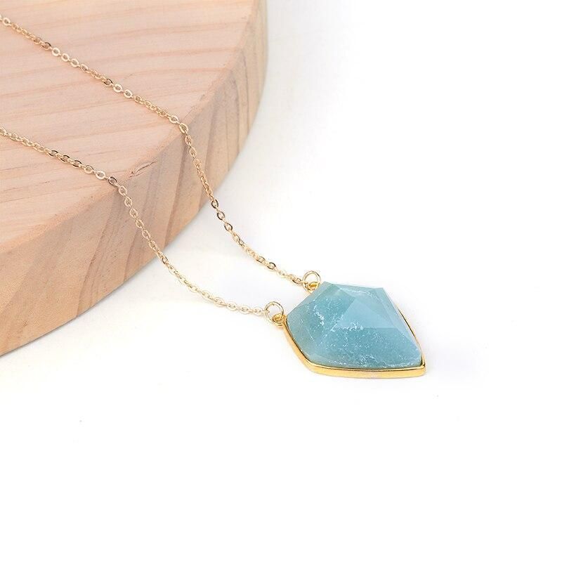 Necklaces Charm Jewelry NKS201 Blue Geometric Crystal Pendant Touchy Style