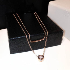 Necklaces Charm Jewelry Simple Double Layers Zircon Geometric Fashion #ET302 Touchy Style