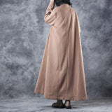 New Women Vintage Loose Beige Long Woolen Thick Coat TCT181130