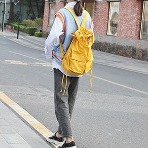 New outfit Design Double Front Pockets Simple Drawstring yellow Backpacks BGS200801