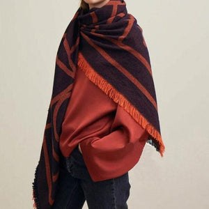 Orange geometric big scarf shawl thickened autumn and winter double-sided dual-use SCF200801