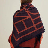 Orange geometric big scarf shawl thickened autumn and winter double-sided dual-use SCF200801