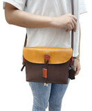 Organic Brown Yellow fashion Paitings Calf Leather Satchel Handbag BGS211230