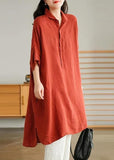 Jade Green Linen Women Casual Linen Shirt Dress GK-SDM210709